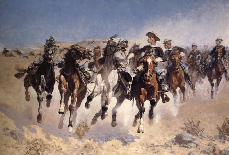 Frederic Remington Dismounted:The Fourth Trooper Moving the Led Horses oil painting picture
